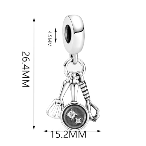 Spatula, Frying Pan & Whisk Dangle Charm Fit Women Bracelet Necklaces Fashion Gifts 925 Sterling Silver DIY Jewelry4