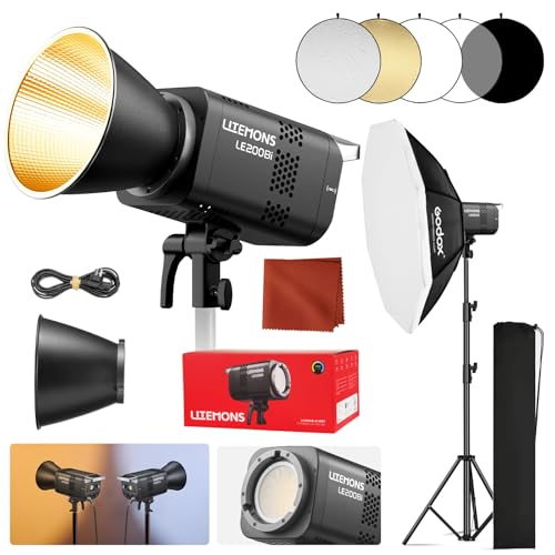 Godox Litemons LE200Bi LED Video Light Kit with Softbox Light Stand