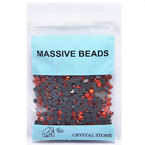 Image of 3000 Pieces Hot Fix Glass Flatback Rhinestones HotFix Round Crystal Gems (Orange, SS10)