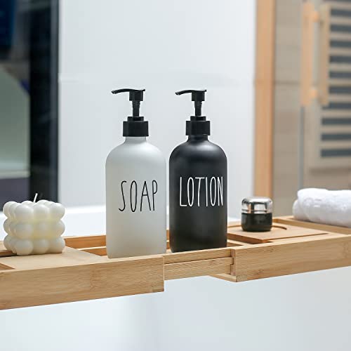 MOMEEMO Soap Dispenser Bathroom Set, Contains Hand and Lotion Dispenser, Suitable for Black and White Bathroom Decor. (Black & White) - Image 3