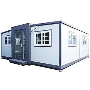 13x20ft Portable Prefabricated Tiny Home, Mobile Expandable Plastic Prefab House for Hotel, Booth, Office, Guard House, Shop, Villa, Warehouse, Workshop (with Restroom)