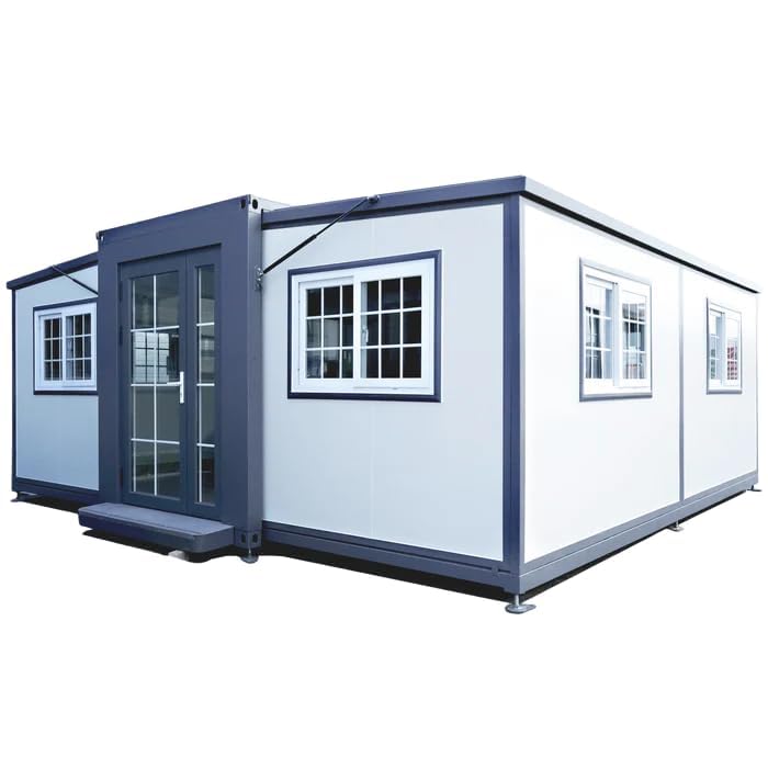 13x20ft Portable Prefabricated Tiny Home, Mobile Expandable Plastic Prefab House for Hotel, Booth, Office, Guard House, Shop, Villa, Warehouse, Workshop (with Restroom)