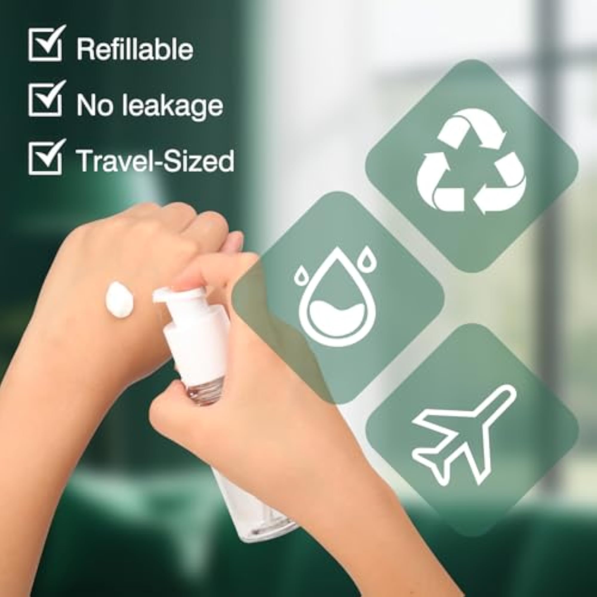 2pcs Cosmetic Pump Container for Cream Essential Oils, 1.6oz