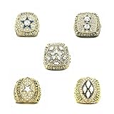 XiaKoMan Dallas Football Championship Replica rings Metal material 5-time Cow 1971 1977 1992 1993 1995 World champions gifts with wooden Box (Golden, 11)