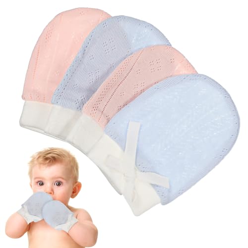 2Pairs Mittens Soft Cotton Gloves for Boys Breathable No Scratch Design Versatile for Sleeping Crawling Everyday Use Months