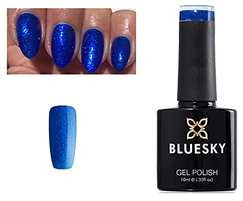 Bluesky Nail Gel Polish BLUE GLITTER Blue Curacao Crystal Fine Glitter Sparkle SJ14 UV LED Soak Off 10ml (Requires Drying under LED/UV Lamp)