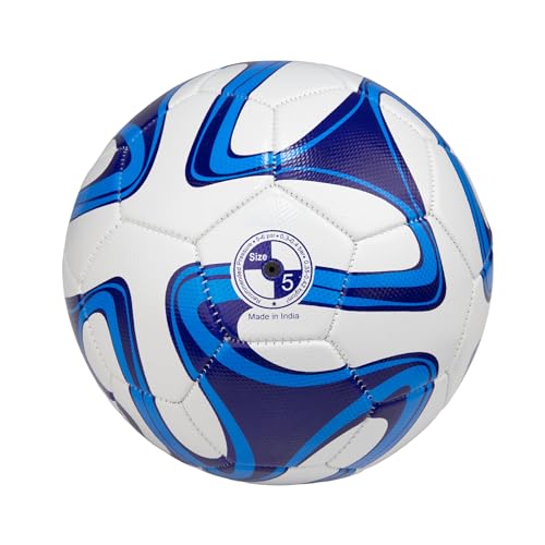 Image of WHACKK Pele Blue & White Football (Size 5) - 32-Panel Durable PVC Ball