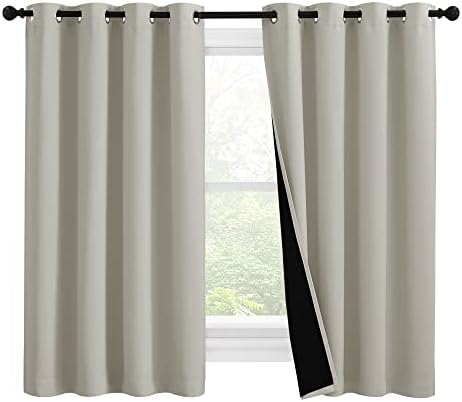 NICETOWN 100% Blackout Curtains 57 inches Long, Double-Deck Compl...