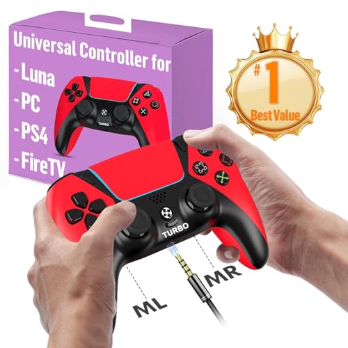 Enstixsm Replacement for Luna Controller for Fire TV PC Controllers Wireless for Gaming for Luna Firestick Gamepad with Back Paddles 1200mAh Battery Turbo Dual Motors No Drift ALPS Joystick Mando,Red