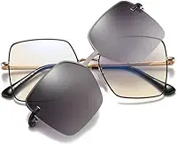Armação de Metal para Óculos de Grau e Solar Clip On 2 em 1 Moda