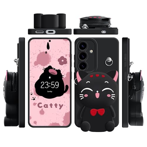 SGVAHY for Samsung Galaxy A15 5G Case, Cute Black Lucky Cat Coin Purse Fancy Phone Case for Women Girls with Crossbody Strap Kawaii Soft Silicone Cover for Galaxy A15 4G/5G by SGVAHY - Used condition - Image 3