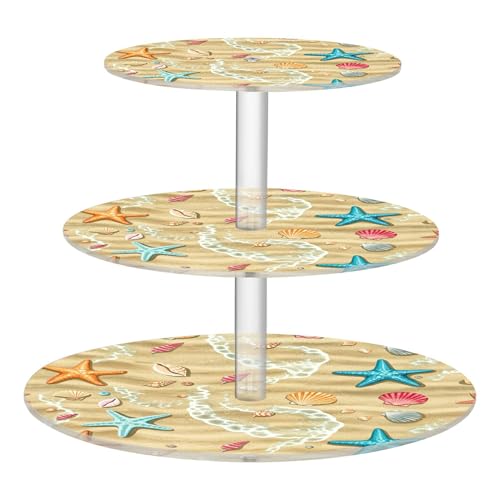 Joitme Beach Colorful Starfish Seashells Tea Party Cupcake Stand 3