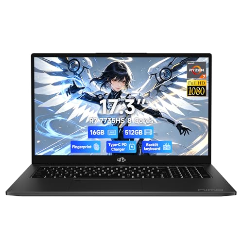 Nimo 17.3" FHD IPS Laptop, Ryzen 7 7735HS(8C/16T, Beats i7-12650H) 16GB DDR5 RAM 512GB SSD, Radeon 680M GPU Backlit Keyboard Fin