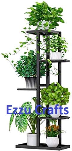 Ezzu Crafts 5 Tier Metal Plant Stand - Black -4