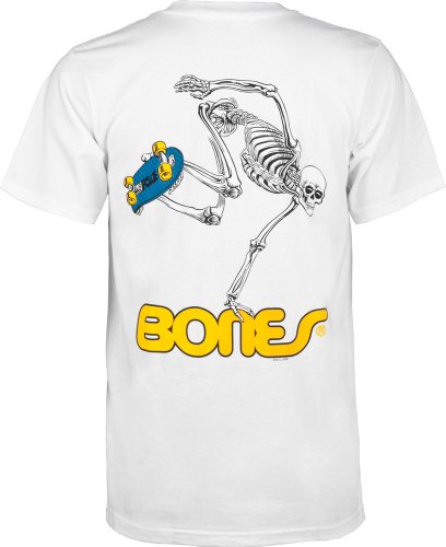 Powell Peralta Skateboard Skeleton T-Shirt, White, X-Large