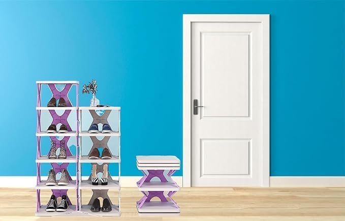Image of STELITE Premium Shoe Rack, Stackable Storage Organizer for Bedroom entryway, Adjustable Rack, Slots Shelf,Tower Rack Shoes Home Portable Slippers Shelf Organiser (5 Layer)