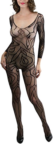 Image of ToBeInStyle Women's Long Sleeve Bodystocking Bodysuit Lingerie Regular & Plus Sizes