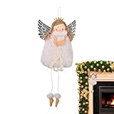 Adornos de niña ángel para árbol | Colgante de Navidad con alas plateadas, adorno de niña ángel, accesorios de fotografía para celebrar la decoración de escena navideña para pared, puerta