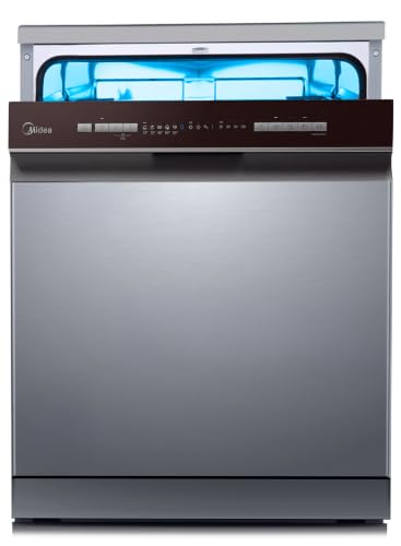 Midea Lavavajillas 60 cm+++ Inox para 14 servicios - Lavaplatos libre instalación - Compacto con 10 Programas de Lavado integrable - Filtro Antibacterias y Programación Horaria Nuevo Modelo