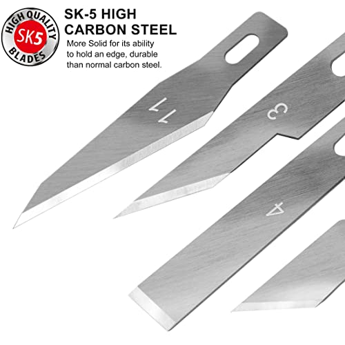 HAUTMEC Exacto Knife Set, Xacto Knife with 13 Exacto Knife Blades SK5 Craft Knife and Hobby Knife for Crafts, Arts, Modeling, Scrapbooking, Includes 1 Handle and Storage Case HT0109 - Image 3