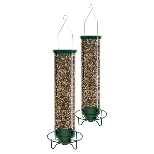 Droll Yankees Squirrel Proof Bird Feeder, Yankee Flipper, 21-Inch, 4 Ports, Green (Pack of 2)