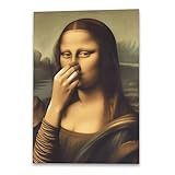 Crunier Mona Lisa Toilette Bilder,Lustiges Poster,Mona Lisa Hält Sich Die Nase Zu,Badezimmer Wandkunst,Wanddeko für Toilette Gäste-WC,40 x 30 cm,Ohne Rahmen