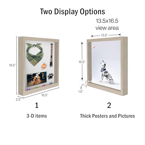 Frame Amo 14X17 Driftwood Color Shadow Box Frame, Display Case With Tempered Glass Front, 2.5 Inch Thick, For Display Items Or Posters thumb #2