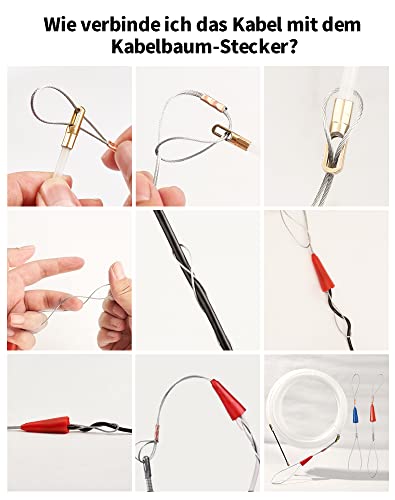 Einziehspirale Kabeleinziehhilfe 20m 4mm Zugdraht mit Führungsfeder, Einziehband Kabeleinzug Kabel Einzugshilfe Einziehhilfe Einzugsband Kabel Durchziehhilfe Kabelverlegung Leerrohr für Erdkabel