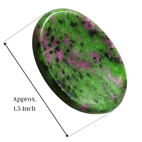 Image of Certified Ruby Zoisite Crystal Thumb Worry Pebbles Stones for Anxiety Stress Relief Massage - AAA Grade Original Healing Gemstone Agate Rubbing Stone for Yoga Meditation Spiritual Reiki Feng Shui