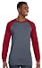 Bella 3000 Mens Jersey Long Sleeve Baseball Tee - Deep Heather & Cardinal, Large