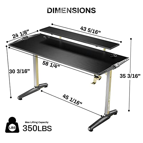 Image of EUREKA ERGONOMIC & Call of DutyⓇ Gaming Desk,55 Inch Gaming Computer Desk with RGB Led Lights, Gamer Desk with Large Monitor Stand Shelf, Dual Headphone Hook Gaming Table Computer Home Office Desk