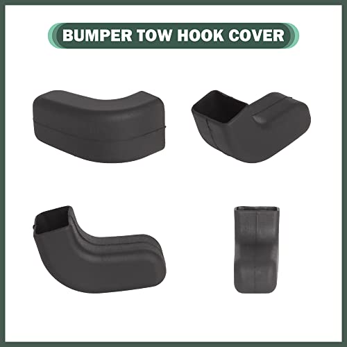 Phamyor Black Factory Bumper Tow Hook Covers Fit For Jeep Wrangler Jk Jl & Gladiator Jt 2007-2023 Front Bumper, Add Cushioned Grip To Tow Strap Recovery, Protect From Scuffs And Scratches, 2Pcs #TOP3