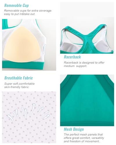 Image of RUNNING GIRL Sports Bras for Women, Racerback Medium Impact Wirefree Padded Bra Workout Crop Top Longline Sports Bra Push up(WX2989 Bright Green L), Large