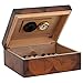 Desktop Cigar Humidor, Old World, Premium Quality, Walnut Finish, SureSeal Technology, 1 Spanish Cedar Divider, Round Humidifier, Holds 25 to 50 Cigars