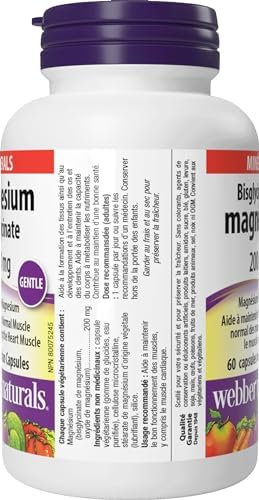Webber Naturals Magnesium Bisglycinate 200 mg, 60 Capsules, Supports Bone and Muscle Functions, Vegan — view 8