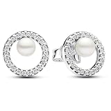 Pandora Behandelte Süßwasserzuchtperle & Pavé-Strahlenkranz Ohrringe 293154C01 Earrings