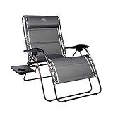 TIMBER RIDGE XXL Oversized Zero Gravity Chair, Full Padded Patio Lounger with Side Table, 28” Wide Reclining Lawn Chair, Support 500lbs(Gray)