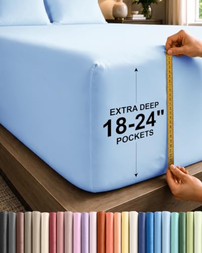 CGK Extra Deep Full Single Fitted Sheet Only - Light Blue