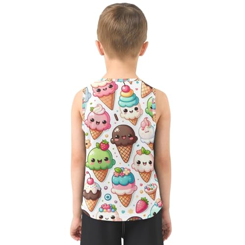 susiyo Summer Cartoon Ice Cream Boys Sleeveless Tank Top Girls Athletic T Shirt3