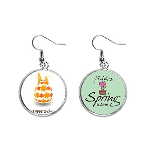Pendientes de Pascua colgantes joyeria festiva de conejo y huevo