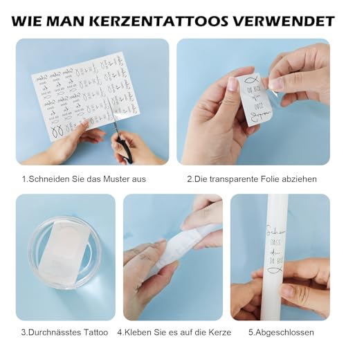 50 Kerzenbeutel mit 10 Metern Hanfseil und 50 Holzfischen 2 Kerzen Sticker, OPP Cellophantüten für Taufe Geburtstag und Hochzeit Geschenke Kerze