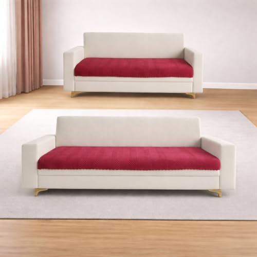Image of Homerz Premium Velvet Sofa Cover Panel | Soft & Velvety Fabric | Rich Vibrant Colours | Sofa Protector for Living Room (Maroon, 5 (3+2) Seater, Only Seat Cover)
