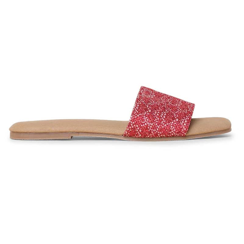 Image of ZOUK Womens Shimla Freesia Casual Flats RedFlat Sandal