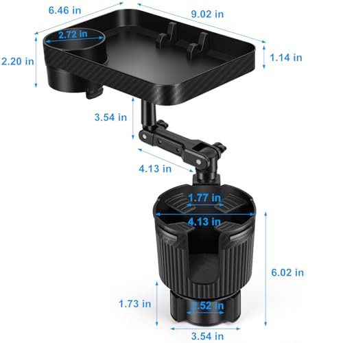 Kincown Car Cup Holder Tray, Car Food Tray for Eating with Phone Holder, Large Car Cup Holder Expander with Adjustable Base, Fit in 2.52-3.54 inch Car Holder, Road Trip Essentials by Kincown - Image 5