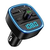 Bluetooth FM Transmitter for Car, Car Adapter Wireless In-Car Radio Adapter Music Player with Dual USB Charging, Hands-Free Calling, Car Charger Supports TF Card and USB Disk - Image 1