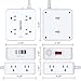 Surge Protector Power Strip - CHCORE 5Ft Braided Extension Cord with 8 Outlets with 4 USB (2 USB C) Charging Ports, Flat Plug Multi Plug Outlet Extender Charging Station for Home Office, ETL, White