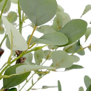 Artificial tree in white marble effect planter fake eucalyptus silk tree for indoor and outdoor home decoration 57 overall tall plant pot plus tree  urban country home decor