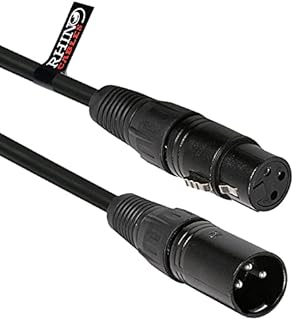 rhinocables XLR to XLR Cable, Extension Lead for Mic, Balanced Male to Female 3 Pin Audio Microphone Cable for Studio, Amplifier, Mixer, Desk Speaker, PA System, and Live Music Recording (1.5m)