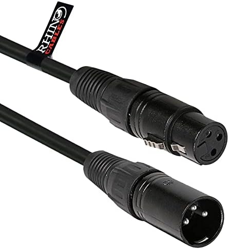 rhinocables XLR to XLR Cable, Extension Lead for Mic, Balanced Male to Female 3 Pin Audio Microphone Cable for Studio, Amplifier, Mixer, Desk Speaker, PA System, and Live Music Recording (0.30m)