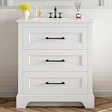 LIKIMIO 30" Bathroom Vanity with Sink, 1 U-Shaped Drawer & 1 Drawer, White
